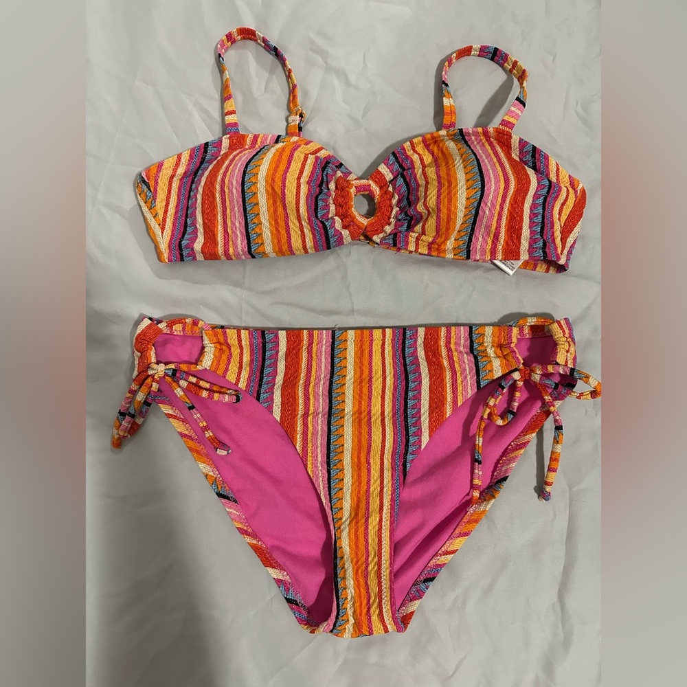 Jessica Simpson Multicolor Striped Bikini